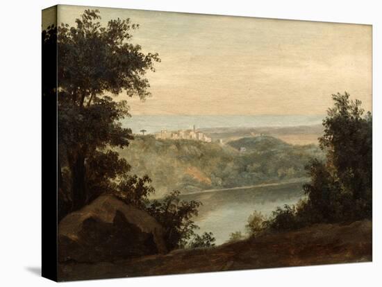 Lake Nemi, in the Background the City of Genzano, Late 18th-Early 19th Century-Pierre Henri de Valenciennes-Premier Image Canvas