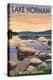 Lake Norman, North Carolina - Lake Scene and Canoe-Lantern Press-Stretched Canvas