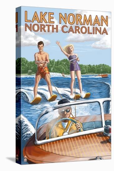 Lake Norman, North Carolina - Water Skiing-Lantern Press-Stretched Canvas