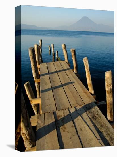 Lake Pier with San Pedro Volcano in Distance, Lake Atitlan, Western Highlands, Guatemala-Cindy Miller Hopkins-Premier Image Canvas