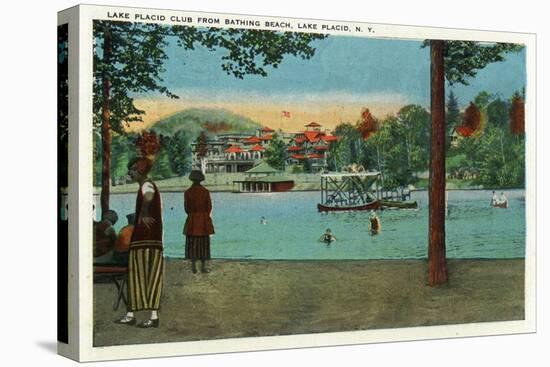 Lake Placid, New York - Exterior View of the Lake Placid Club from the Beach, c.1916-Lantern Press-Stretched Canvas