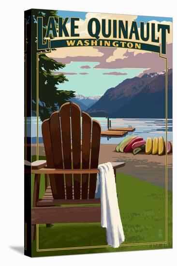 Lake Quinault and Adirondack Chairs - Washington-Lantern Press-Stretched Canvas