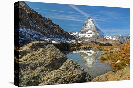 Lake Riffelsee with Matterhorn (4478m), Zermatt, Valais, Swiss Alps, Switzerland-Markus Lange-Premier Image Canvas