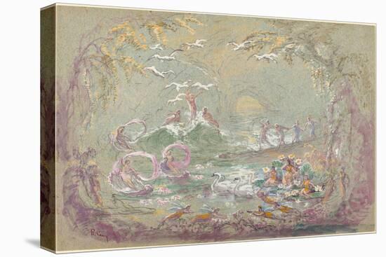 Lake Scene with Fairies and Swans-Robert Caney-Premier Image Canvas