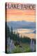 Lake Tahoe - Bear Family and Spring Flowers-Lantern Press-Stretched Canvas