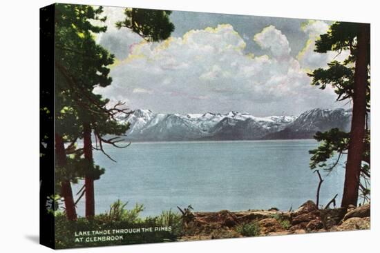 Lake Tahoe, California - Glenbrook, Lake View Through the Pines-Lantern Press-Stretched Canvas