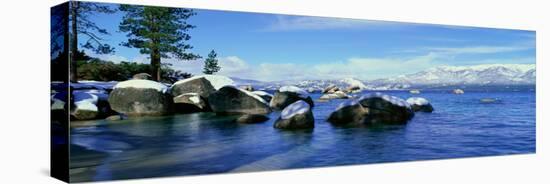 Lake Tahoe in Wintertime, Nevada-null-Stretched Canvas