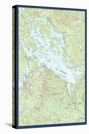Lake Winnipesaukee, New Hampshire - Map Only-Lantern Press-Stretched Canvas
