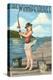 Lake Winnipesaukee, New Hampshire - Pinup Girl Fishing-Lantern Press-Stretched Canvas