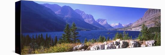 Lake with Mountain Range in the Background, St. Mary Lake, Glacier National Park, Montana, USA-null-Premier Image Canvas