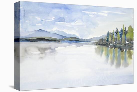 Lakefront Watercolor-Lora Gold-Stretched Canvas