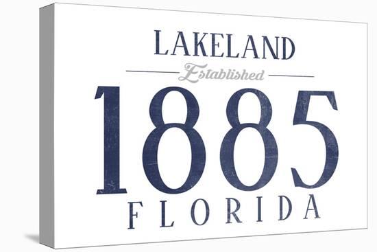 Lakeland, Florida - Established Date (Blue)-Lantern Press-Stretched Canvas