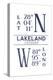 Lakeland, Florida - Latitude and Longitude (Blue)-Lantern Press-Stretched Canvas