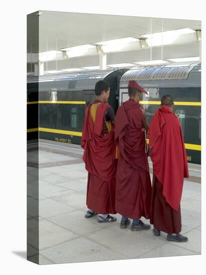 Lamas Awaiting Arrival of Train, New Railway Station, Beijing to Lhasa, Lhasa, Tibet, China-Ethel Davies-Premier Image Canvas