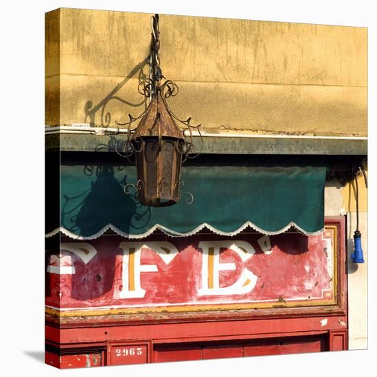 Lamp and Awning Outside Venice Caffe-Mike Burton-Premier Image Canvas