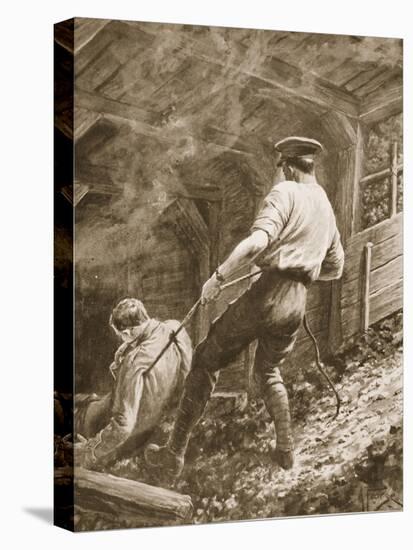 Lance-Corporal Clapson Dragging an Officer, Who Had Been Gassed, Out of a Mine (Litho)-Alfred Pearse-Premier Image Canvas