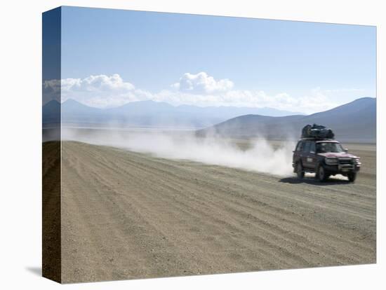 Land Cruiser on Altiplano Track and Tourists Going to Laguna Colorado, Southwest Highlands, Bolivia-Tony Waltham-Premier Image Canvas