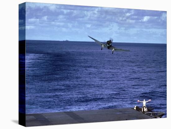 Landing Signal Officer Communicating with American Pilot Preparing to Land on Palau Islands-J^ R^ Eyerman-Premier Image Canvas