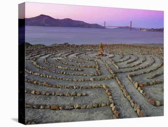 Lands End Labyrinth at Dusk with the Golden Gate Bridge, San Francisco, California-Jim Goldstein-Premier Image Canvas