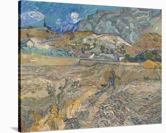 Landscape at Saint-Re?my (Enclosed Field with Peasant), 1889-Vincent van Gogh-Stretched Canvas
