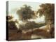 Landscape at Sunset with Drovers and Sheep on a Path-George Arnald-Premier Image Canvas