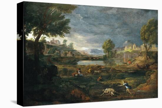 Landscape During a Thunderstorm with Pyramus and Thisbe-Nicolas Poussin-Premier Image Canvas
