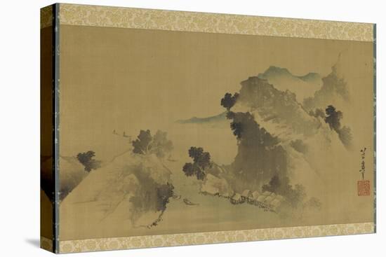 Landscape: Mountains, Stream and Boats, Edo Period-Katsushika Hokusai-Premier Image Canvas