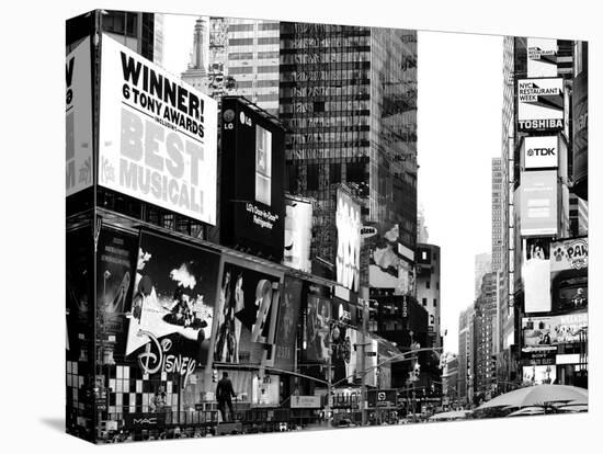 Landscape of Times Square, Advertising Views, Manhattan, NYC, US, USA, Black and White Photography-Philippe Hugonnard-Premier Image Canvas