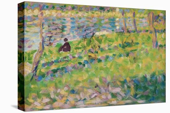 Landscape, Seated Man (Study for 'Sunday Afternoon on the Island of La Grande Jatte'), 1884-1885 (O-Georges Pierre Seurat-Premier Image Canvas