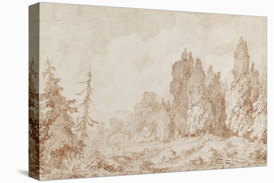 Landscape with a Bridge, C.1760-Jean-Honore Fragonard-Premier Image Canvas