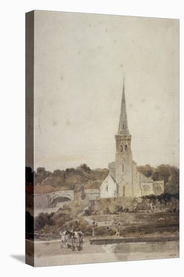 Landscape with a Church beside a River (W/C)-Thomas Girtin-Premier Image Canvas