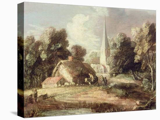 Landscape with a Church, Cottage, Villagers and Animals, C.1771-2-Thomas Gainsborough-Premier Image Canvas