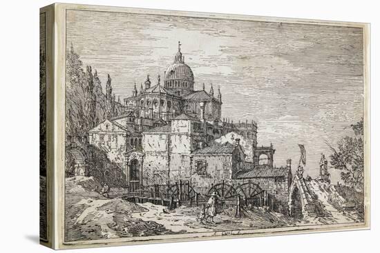 Landscape with a Church, Houses and a Mill-Canaletto-Premier Image Canvas