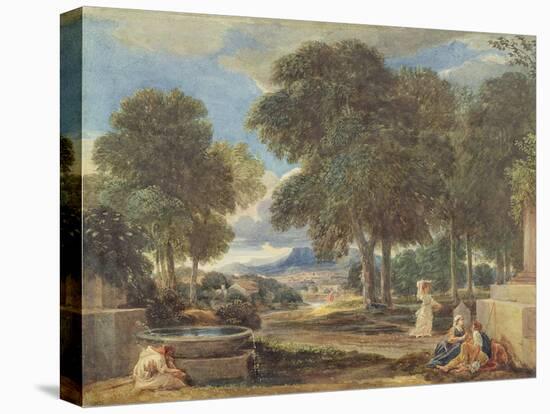 Landscape with a Man Washing His Feet at a Fountain-David Cox-Premier Image Canvas