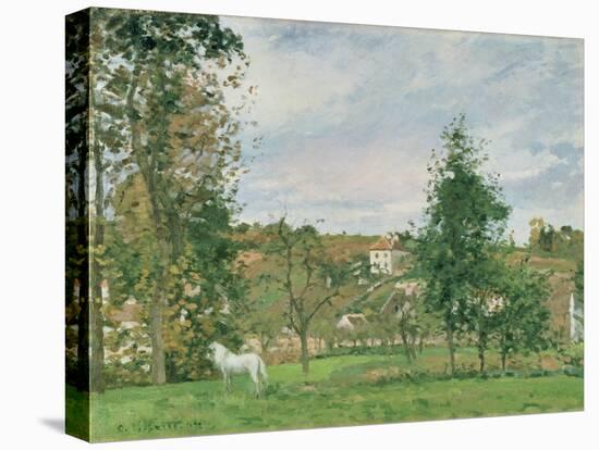 Landscape with a White Horse in a Field, L'Ermitage, 1872-Camille Pissarro-Premier Image Canvas