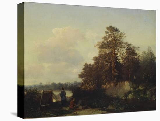 Landscape with Anglers, 1852-Valerian Konstantinovich Kamenev-Premier Image Canvas