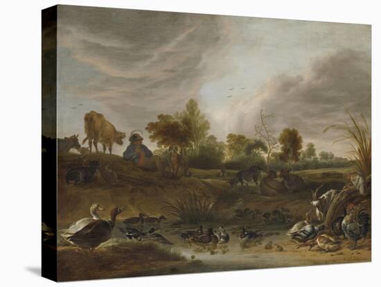 Landscape with Animals-Cornelis Saftleven-Stretched Canvas