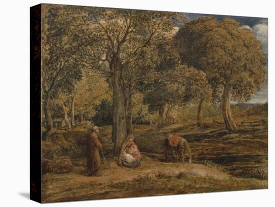 Landscape with Family Group, Possibly the Rest on the Flight into Egypt, C.1827-John Linnell-Premier Image Canvas