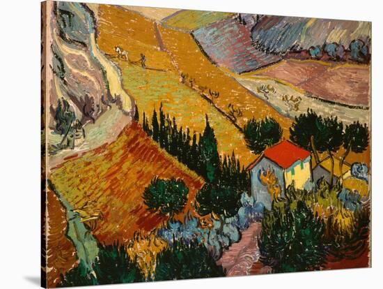 Landscape with House and Ploughman, 1889-Vincent van Gogh-Premier Image Canvas