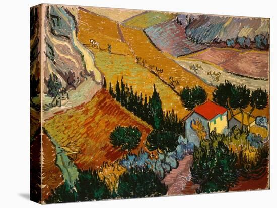 Landscape with House and Ploughman, 1889-Vincent van Gogh-Premier Image Canvas