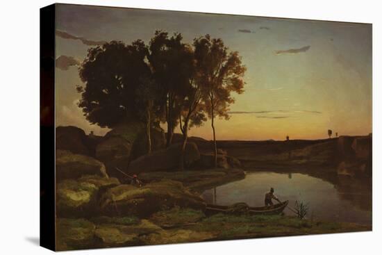Landscape with Lake and Boatman, 1839-Jean Baptiste Camille Corot-Premier Image Canvas