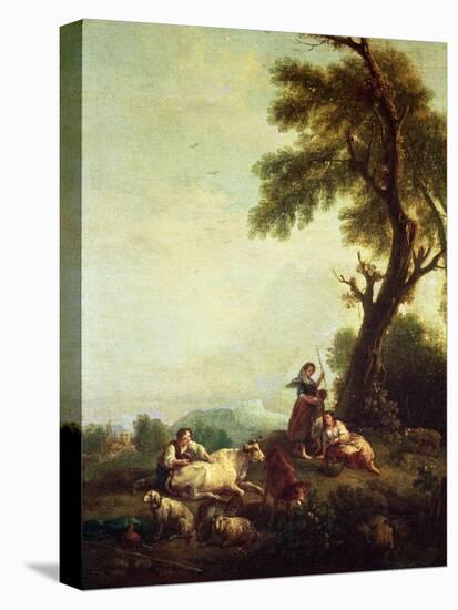 Landscape with Peasants Watching a Herd of Cattle-Francesco Zuccarelli-Premier Image Canvas