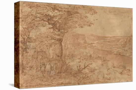 Landscape with Pilgrims (Pen & Brown Ink on Paper)-Pieter the Elder Bruegel-Premier Image Canvas