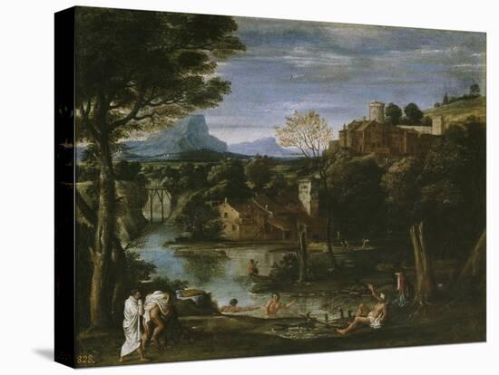 Landscape with River and Bathers-Annibale Carracci-Premier Image Canvas