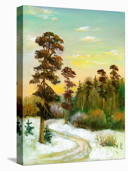 Landscape With Road To Winter Wood-balaikin2009-Stretched Canvas