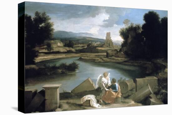 Landscape with St Matthew and the Angel, C1645-Nicolas Poussin-Premier Image Canvas