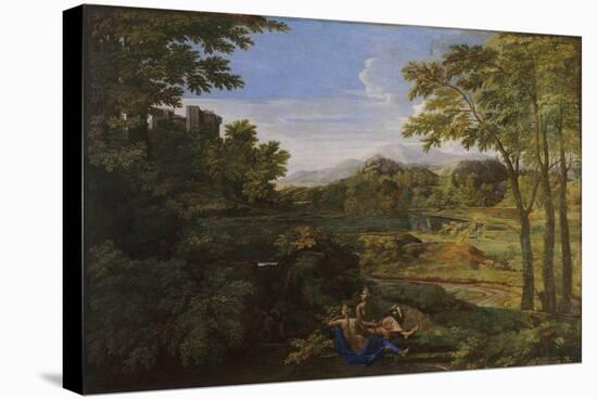 Landscape with Two Nymphs and a Snake, Ca 1659-Nicolas Poussin-Premier Image Canvas