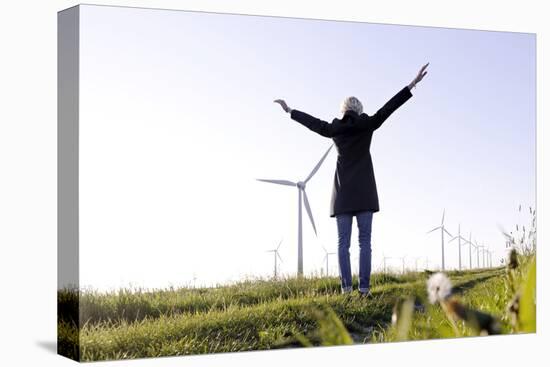 Landscape, Woman, Wind Turbines, Wind Power Station, Wind Park-Axel Schmies-Premier Image Canvas