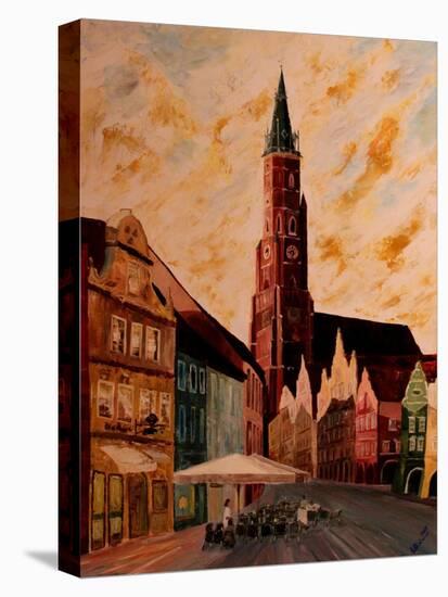 Landshut St Martin Church with Old Town-Markus Bleichner-Stretched Canvas