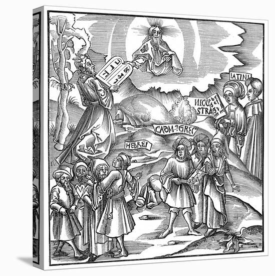Languages: Moses Receiving from God the Tablets of the Law in Hebrew, 1512-null-Premier Image Canvas